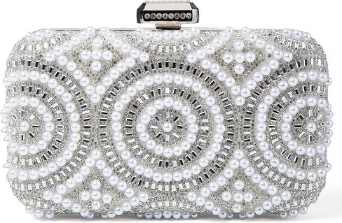 Women Sparkly Rhinestone Pearl Clutch Purse, Glitter Evening Handbag Shoulder Bag for Wedding Party Prom in Saudi Arabia