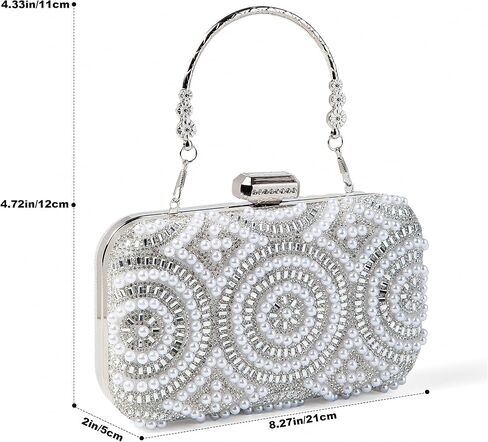 Women Sparkly Rhinestone Pearl Clutch Purse, Glitter Evening Handbag Shoulder Bag for Wedding Party Prom in Saudi Arabia