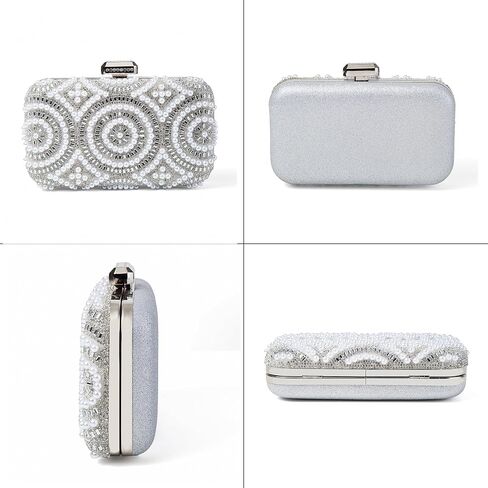 Women Sparkly Rhinestone Pearl Clutch Purse, Glitter Evening Handbag Shoulder Bag for Wedding Party Prom in Saudi Arabia