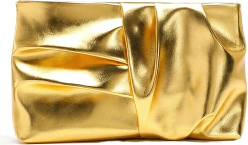 Clutch Purse for Women,Evening Bag Ruched Gold PU Leather Handbag for Party Prom Wedding in Saudi Arabia