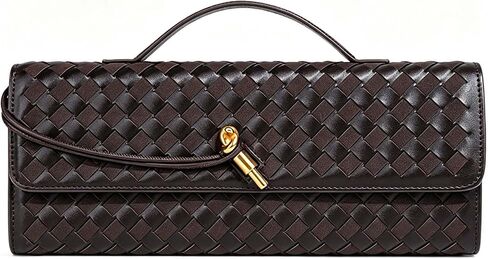 Woven Clutch Purse for Women Designer Shoulder Handbag Leather Crossbody Evening Bag with Detachable Chain in Kuwait