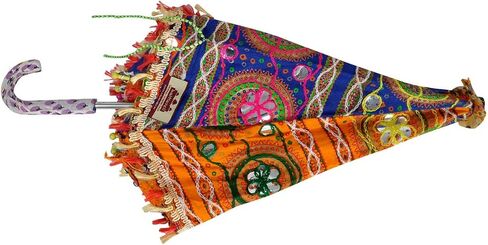 Lalhaveli Handmade Rajasthani Embroidery Design Sequins Work Cotton Fabric Mini Umbrella 28 x 24 Inch in Saudi Arabia