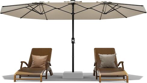 13Ft Large Patio Umbrella Outdoor Double-Sided Rectangle Market Umbrella with Easy Crank Handle, Durable Weather-Resistant Fabric, UV Protection, Perfect for Pool, Lawn, and Garden-Beige in Kuwait