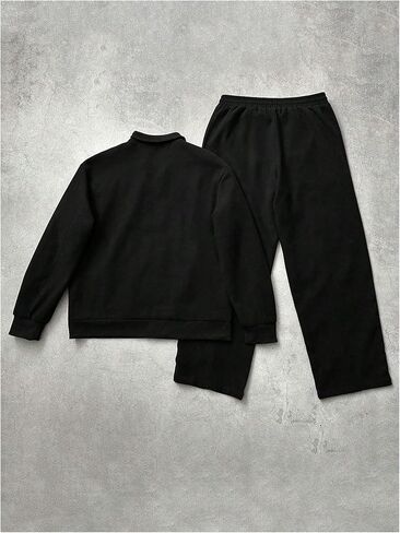 SOLY HUX 2 Piece Set for Men Y2k Streetwear Long Sleeve Zip Up Jacket and Baggy Pants Clothes in Kuwait