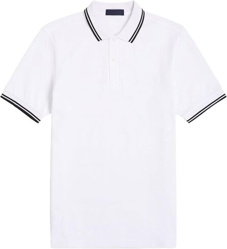 Men's Classic Pique Polo Shirt - Twin Tipped Collar Short Sleeve Casual Slim Fit Golf Top in Saudi Arabia