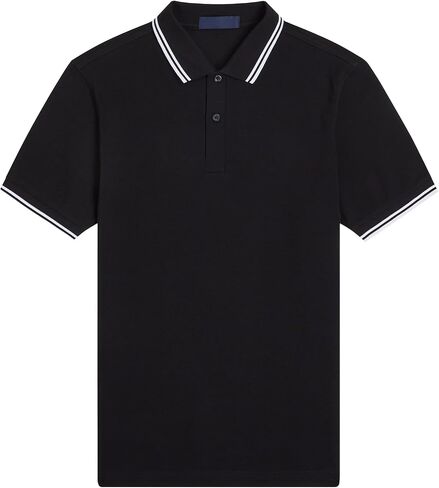 Men's Classic Pique Polo Shirt - Twin Tipped Collar Short Sleeve Casual Slim Fit Golf Top in Kuwait
