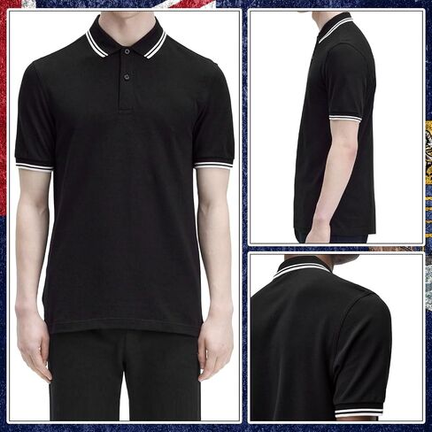 Men's Classic Pique Polo Shirt - Twin Tipped Collar Short Sleeve Casual Slim Fit Golf Top in Kuwait