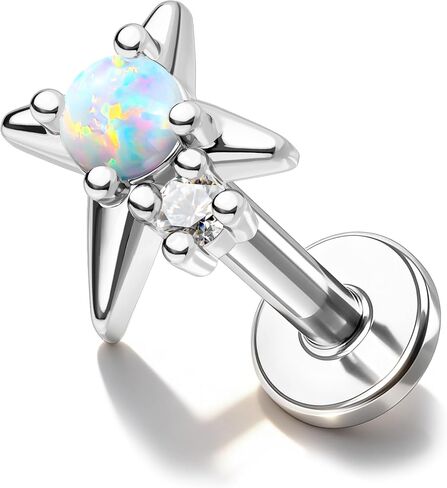 COCHARM 16G Star Helix Earring, Burning Star Threadless Flat Back Cartilage Tragus Earring Stud, Gold and Silver Tone 6mm 7mm 8mm Conch Piercing Jewelry in Kuwait