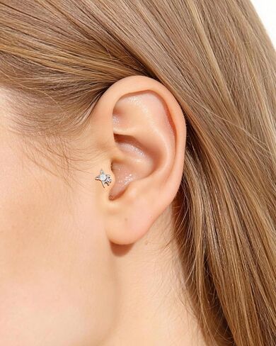 COCHARM 16G Star Helix Earring, Burning Star Threadless Flat Back Cartilage Tragus Earring Stud, Gold and Silver Tone 6mm 7mm 8mm Conch Piercing Jewelry in Kuwait