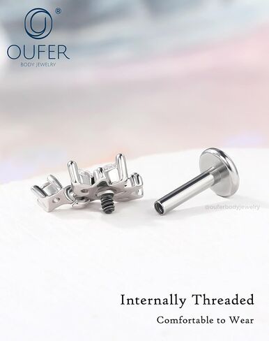 أقراط OUFER فضية/ذهبية 16 جرام 6 مم لوتس هيليكس تراغوس، مسمار غضروف مسطح من الفولاذ الجراحي 316 لتر، تشيكوسلوفاكيا متدلية لابريت روك ميدوسا مجوهرات ثقب الأنف للنساء والرجال ملابس يومية هدية للحفلات in Kuwait