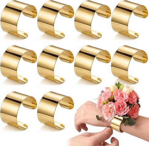 Liliaafar 10 Pcs Corsage Wristlet Bracelet Bands for Women Cuff Bangle Bracelet Wrist Corsage DIY Wedding Wristband Wide Open Adjustable Accessory for Wedding Bridal Party Prom in Kuwait