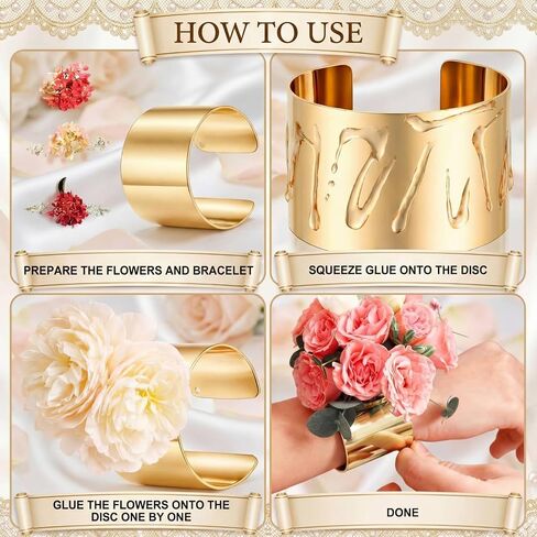 Liliaafar 10 Pcs Corsage Wristlet Bracelet Bands for Women Cuff Bangle Bracelet Wrist Corsage DIY Wedding Wristband Wide Open Adjustable Accessory for Wedding Bridal Party Prom in Kuwait