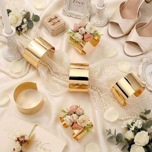 Liliaafar 10 Pcs Corsage Wristlet Bracelet Bands for Women Cuff Bangle Bracelet Wrist Corsage DIY Wedding Wristband Wide Open Adjustable Accessory for Wedding Bridal Party Prom in Kuwait