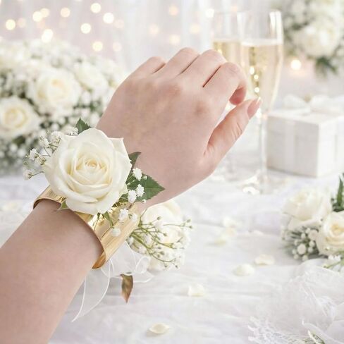 Liliaafar 10 Pcs Corsage Wristlet Bracelet Bands for Women Cuff Bangle Bracelet Wrist Corsage DIY Wedding Wristband Wide Open Adjustable Accessory for Wedding Bridal Party Prom in Kuwait