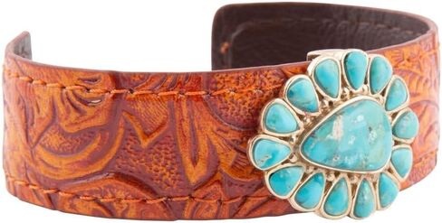 Barse Jewelry سوار الكفة من الجلد الذهبي الفيروزي الأزرق in Kuwait