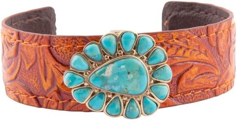 Barse Jewelry سوار الكفة من الجلد الذهبي الفيروزي الأزرق in Kuwait
