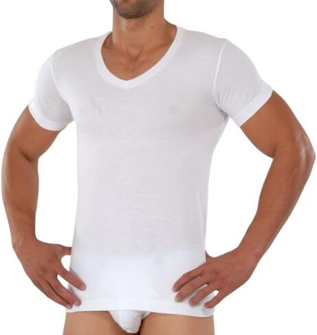 Men's V-Neck T-Shirts, 100% Combed Cotton, Underwear, Pack of 6 in Kuwait