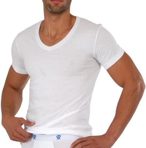 Men's V-Neck T-Shirts, 100% Combed Cotton, Underwear, Pack of 6 in Kuwait