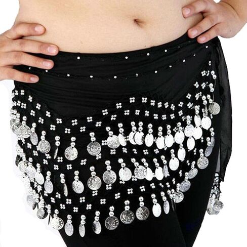 Black belly dance Skirt with silver coins in Kuwait