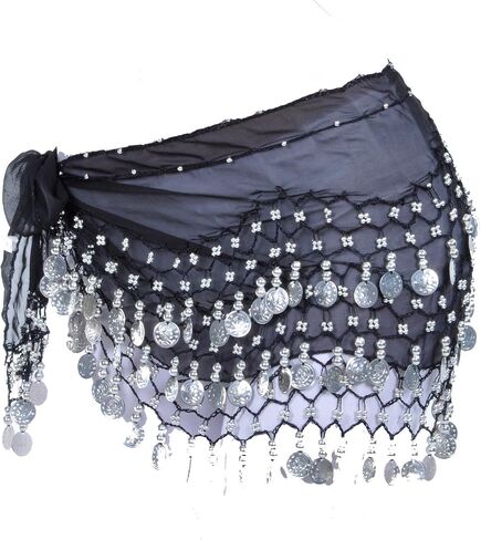 Black belly dance Skirt with silver coins in Kuwait