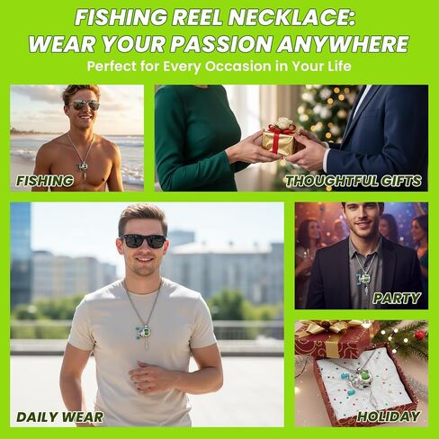Fishing Reel Necklace for Men Gear Spinning Keychain Fisherman Fish Pendant Women Accesorios De Pesca Hook With Reel Mini Ring Functional Catfish 2-In-1 Miniature Rotating Handle Charm Outdoor in Saudi Arabia
