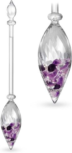 VitaJuwel Gemstone Vial VINO - Handblown Glass Wand with Genuine Amethyst and Clear Quartz to Vitalize Wine and Water in Saudi Arabia