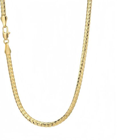 YOIHUR 3.2mm Chain Necklace Men, Simple 14K Gold Flat Snake Chains, Hypoallergenic & Durable for Everyday Wear, Herringbone Curb Choker Chains, Womens Mens Jewelry (18/20/22/24in) in Saudi Arabia