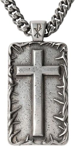 Hero Company Cross Necklace for Men - ‘The Lord’s Prayer Crown of Thorns’ Men’s Necklace for Father's Day - Helps Pair Veterans With A Service Dog in Saudi Arabia