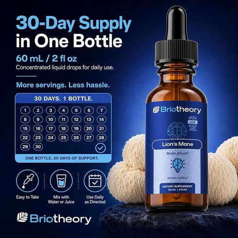 Organic Lions Mane Tincture Drops | Lion's Mane Liquid Herbal Supplement for Brain Support, Memory & Focus Drops | Sugar-Free, Vegan, Non-GMO – 60ml (30 Days Supply) in Saudi Arabia