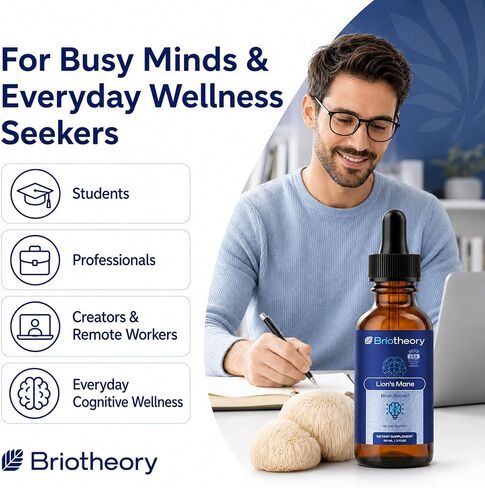 Organic Lions Mane Tincture Drops | Lion's Mane Liquid Herbal Supplement for Brain Support, Memory & Focus Drops | Sugar-Free, Vegan, Non-GMO – 60ml (30 Days Supply) in Saudi Arabia