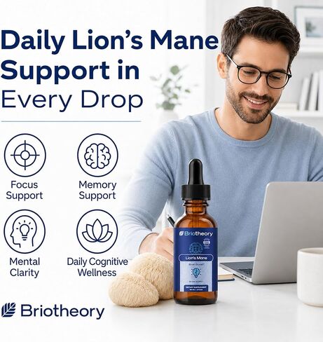 Organic Lions Mane Tincture Drops | Lion's Mane Liquid Herbal Supplement for Brain Support, Memory & Focus Drops | Sugar-Free, Vegan, Non-GMO – 60ml (30 Days Supply) in Saudi Arabia