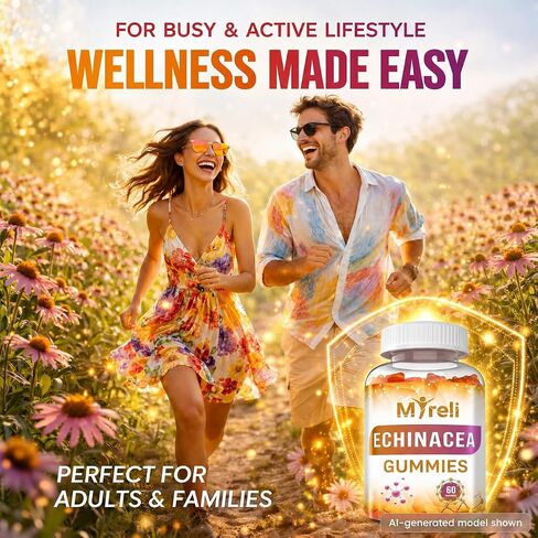 Echinacea 1000mg Gummies Supplement – Herbal Immune Formula, Botanical Antioxidant Blend, Vegan Plant Based, Non-GMO, Gluten Free, Chewable for Adults, Daily Wellness Option, 60 Count Bottle in Saudi Arabia