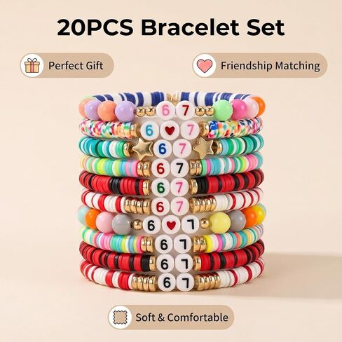 SOOWOOT 67 Bracelets for Teens, 16 Pcs Funny Six Seven Meme Bracelets, Elastic Stretch Bracelets for Men Women, Novelty Party Favors Gift for Birthday, Valentine’s Day, Christmas Stocking Stuffers in Saudi Arabia