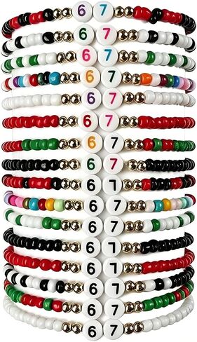 SOOWOOT 67 Bracelets for Teens, 16 Pcs Funny Six Seven Meme Bracelets, Elastic Stretch Bracelets for Men Women, Novelty Party Favors Gift for Birthday, Valentine’s Day, Christmas Stocking Stuffers in Saudi Arabia