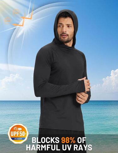 TACVASEN Men's Sun Shirts UPF 50+ Lightweight Fishing Sun Hoodie Long Sleeve UV SPF Swim Shirt Hiking Rash Guard in Kuwait