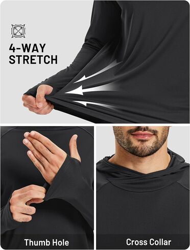 TACVASEN Men's Sun Shirts UPF 50+ Lightweight Fishing Sun Hoodie Long Sleeve UV SPF Swim Shirt Hiking Rash Guard in Kuwait
