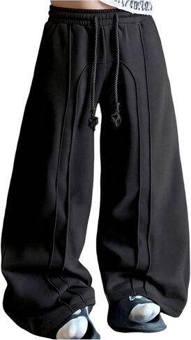 SOLY HUX Men's Baggy Sweatpants Drawstring Elastic Waist Wide Leg Pants Loose Casual Trousers Streetwear in Kuwait