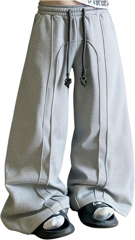 SOLY HUX Men's Baggy Sweatpants Drawstring Elastic Waist Wide Leg Pants Loose Casual Trousers Streetwear in Kuwait