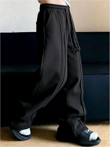 SOLY HUX Men's Baggy Sweatpants Drawstring Elastic Waist Wide Leg Pants Loose Casual Trousers Streetwear in Kuwait