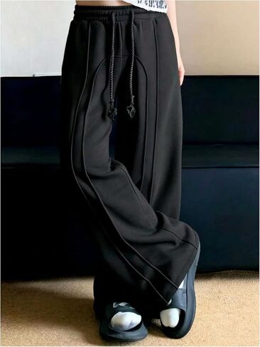SOLY HUX Men's Baggy Sweatpants Drawstring Elastic Waist Wide Leg Pants Loose Casual Trousers Streetwear in Kuwait