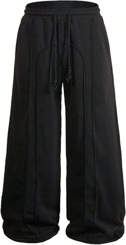 SOLY HUX Men's Baggy Sweatpants Drawstring Elastic Waist Wide Leg Pants Loose Casual Trousers Streetwear in Kuwait