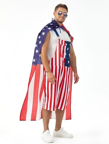 American Flag Overalls Men 4th of July Bibs Outfit Patriotic Costume Shorts Romper Jumpsuit Independence Labor Day in Saudi Arabia