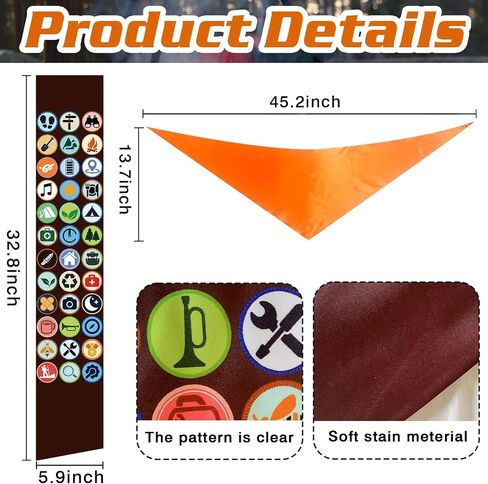 Scout Costume Set,Adult Wilderness Explorer with Yellow Hat, Orange Neckerchief, Merit Badge Sash, Balloons, Adjustable Fit, for Cosplay, Halloween, Role-Play in Saudi Arabia
