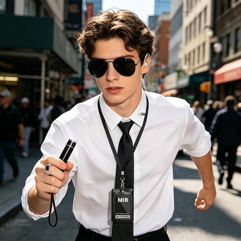 Agent Costume Secret Service Spy Costume Accessories for Halloween Cosplay Dress Up Men Women Black in Saudi Arabia