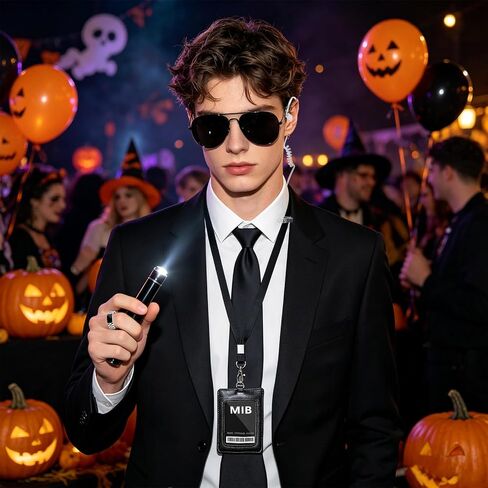Agent Costume Secret Service Spy Costume Accessories for Halloween Cosplay Dress Up Men Women Black in Saudi Arabia