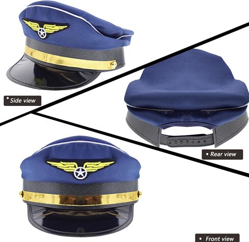 Pilot Costume Accessories Set Airline Captain Hat Sunglasses Tie Badge Dress up Supplies for Halloween Party Cosplay (Blue) in Saudi Arabia