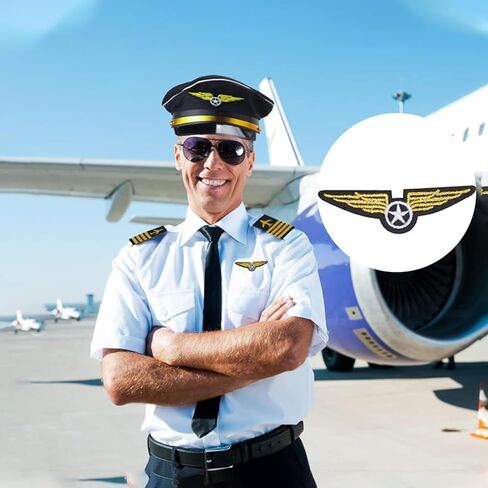 Pilot Costume Accessories Set Airline Captain Hat Sunglasses Tie Badge Dress up Supplies for Halloween Party Cosplay (Blue) in Saudi Arabia