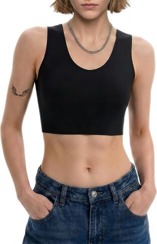 Black Cherry Seamless Chest Binder - FTM Transgender Compression Vest, Breathable, Invisible Tomboy Binder Top,X-Large,Black in Saudi Arabia