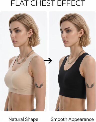 Black Cherry Seamless Chest Binder - FTM Transgender Compression Vest, Breathable, Invisible Tomboy Binder Top,X-Large,Black in Saudi Arabia