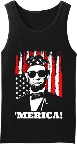 New York Fashion Police Abraham Lincoln Merica Tank Top Memorial Day Patriotic 4th of July USA Pride Flag Shirt in Kuwait